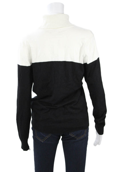 Calvin Klein Women Black Turtleneck Pullover Sweaters Long Sleeve Size L