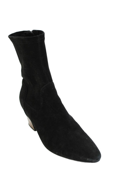 Aquatalia Womens Suede Gold Tone Heel Ankle Boots Black Size 8.5