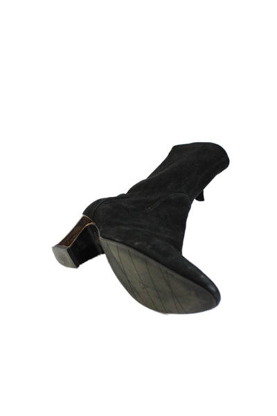 Aquatalia Womens Suede Gold Tone Heel Ankle Boots Black Size 8.5