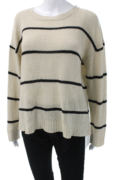 Bobeau Women Pullover Striped Crew Neck Acrylic Sweater Long Sleeve Size XL