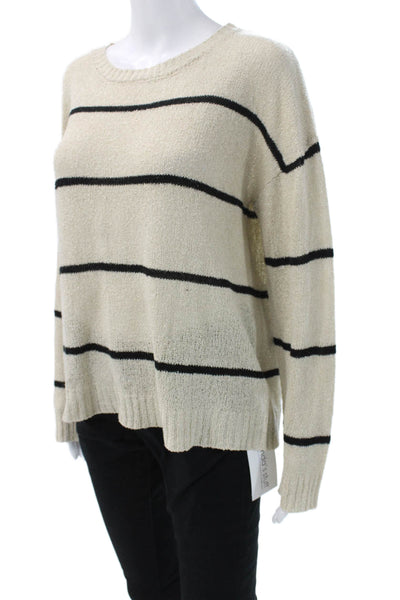 Bobeau Women Pullover Striped Crew Neck Acrylic Sweater Long Sleeve Size XL