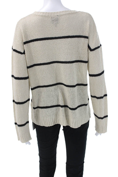 Bobeau Women Pullover Striped Crew Neck Acrylic Sweater Long Sleeve Size XL