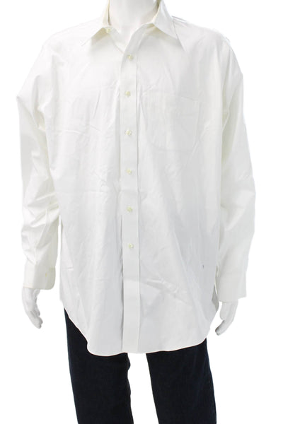 Brooks Brothers Mens Point Collar Shirt White Supima Big Tall Size L