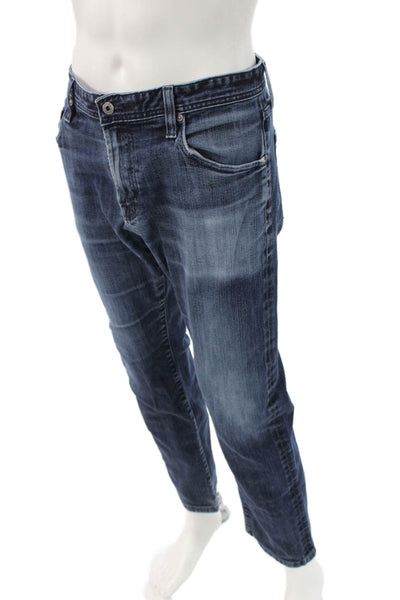 AG Mens Dark Blue Straight Jeans Button Closure Size 36