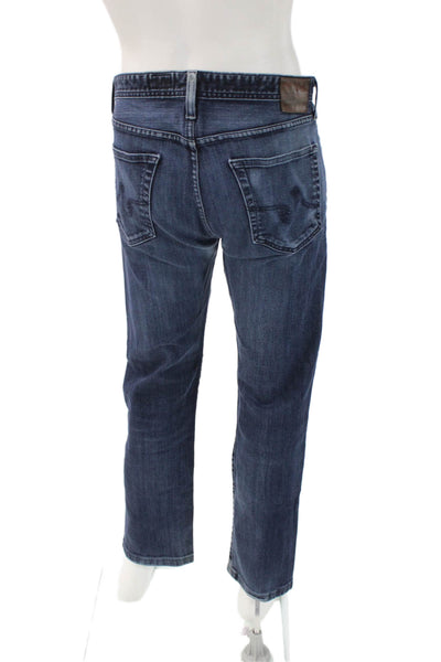 AG Mens Dark Blue Straight Jeans Button Closure Size 36
