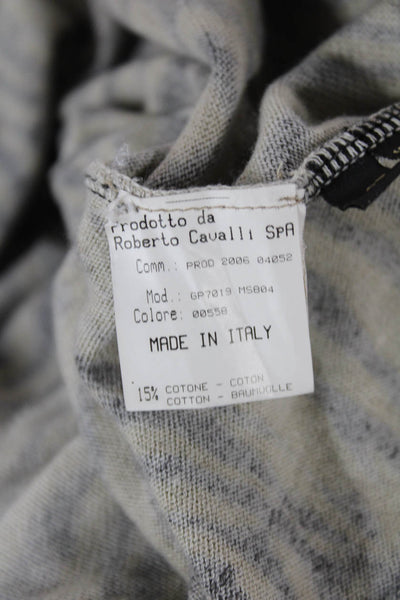 Roberto Cavalli Womens Beige V-Neck Animal Print Pullover Sweater Size 46