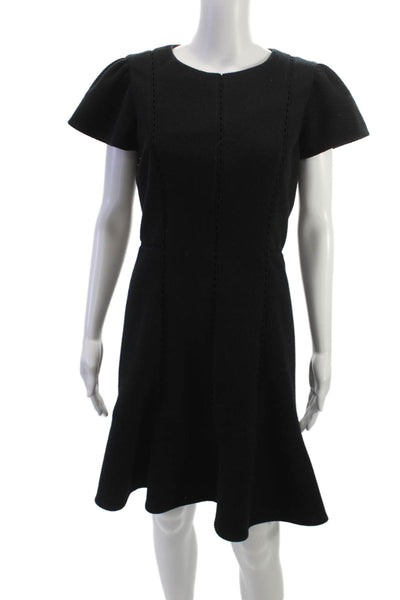 Rebecca Taylor Women Fit & Flare Dress Black Short Sleeve Round Neck Size 8