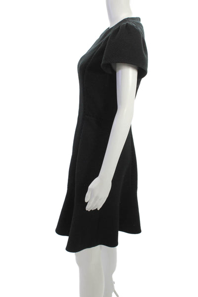 Rebecca Taylor Women Fit & Flare Dress Black Short Sleeve Round Neck Size 8