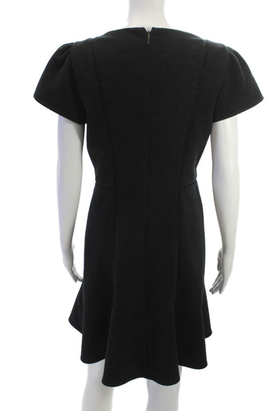 Rebecca Taylor Women Fit & Flare Dress Black Short Sleeve Round Neck Size 8