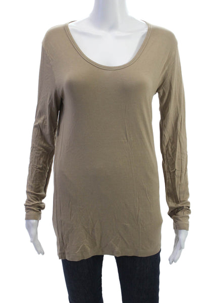 The Simple Folk Womens Basic Beige Long Sleeve T Shirt Viscose Blend Size M