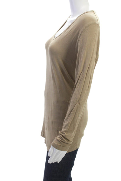 The Simple Folk Womens Basic Beige Long Sleeve T Shirt Viscose Blend Size M