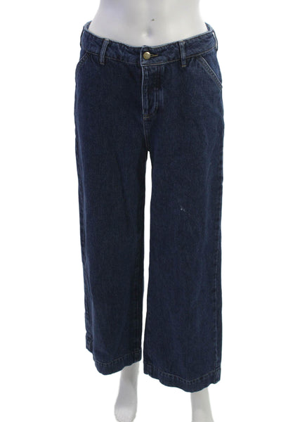 The Simple Folk Women Wide-Leg Dark Blue Jeans High Rise Organic Cotton Size 6