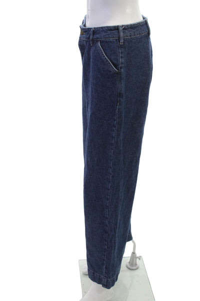 The Simple Folk Women Wide-Leg Dark Blue Jeans High Rise Organic Cotton Size 6