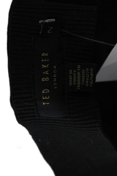 Ted Baker London Women Cropped Ankle Pants Black Cotton Button Inseam 28 Size 2