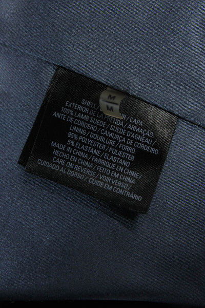 Elie Tahari Women Lamb Suede Collared Zip Jacket Gray Long Sleeve Size M