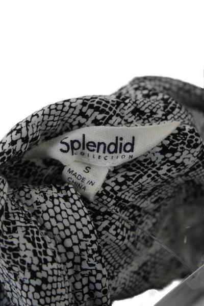 Splendid Womens Snake Print Viscose Blouse Long Sleeve Gray Button Size S