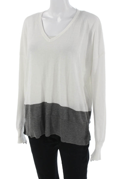 Kenneth Cole Women Pullover Sweater V-Neck Long Sleeve White Size M