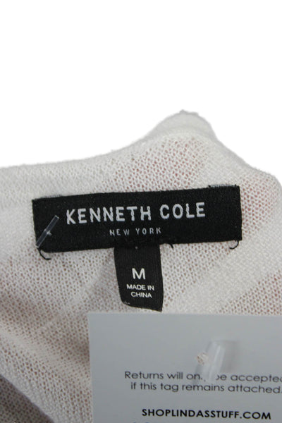 Kenneth Cole Women Pullover Sweater V-Neck Long Sleeve White Size M
