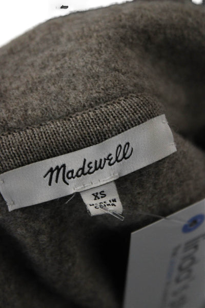 Madewell Women Merino Wool Collared Button Jacket Brown Long Sleeve Size XS