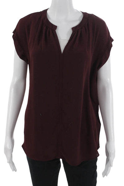 philosophy Womens Tunic Blouse Brown Short Sleeve Round Neck Size M