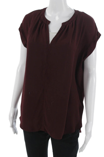 philosophy Womens Tunic Blouse Brown Short Sleeve Round Neck Size M