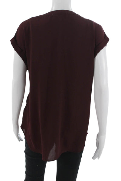 philosophy Womens Tunic Blouse Brown Short Sleeve Round Neck Size M