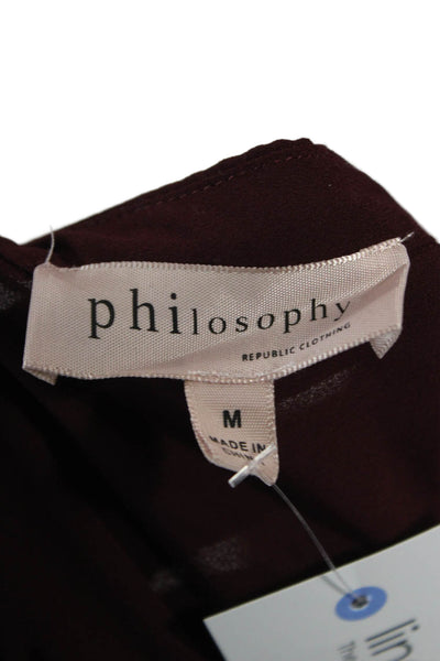 philosophy Womens Tunic Blouse Brown Short Sleeve Round Neck Size M