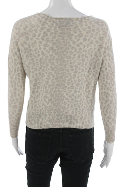 360 Cashmere Women Pullover Sweater Beige Cashmere Leopard Size S