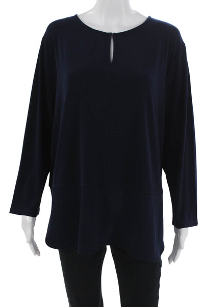 Lauren Ralph Lauren Women Tunic Blouse Dark Blue Long Sleeve Size 2X