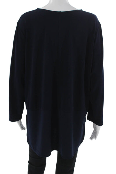 Lauren Ralph Lauren Women Tunic Blouse Dark Blue Long Sleeve Size 2X
