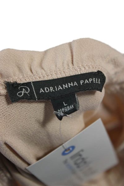 Adrianna Papell Women Sleeveless Mock Neck Blouse Beige Size L