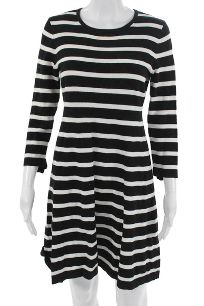 CeCe Womens A-Line Sweater Dress Black 3/4 Sleeve Lace Up Size M