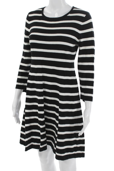 CeCe Womens A-Line Sweater Dress Black 3/4 Sleeve Lace Up Size M