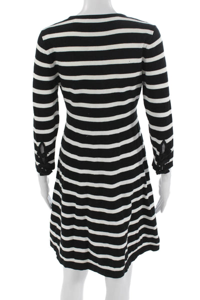 CeCe Womens A-Line Sweater Dress Black 3/4 Sleeve Lace Up Size M