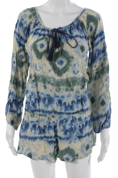 Vintage Havana Womens Jumpsuit Tie-Dye Beige Long Sleeve Rayon Size S