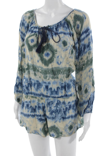 Vintage Havana Womens Jumpsuit Tie-Dye Beige Long Sleeve Rayon Size S