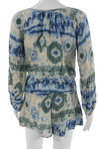 Vintage Havana Womens Jumpsuit Tie-Dye Beige Long Sleeve Rayon Size S