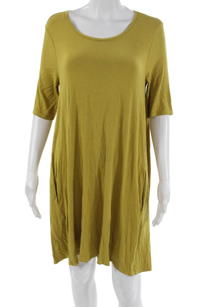philosophy Womens Green Shift Dress 3/4 Sleeve Rayon Spandex Size M