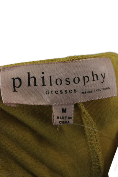 philosophy Womens Green Shift Dress 3/4 Sleeve Rayon Spandex Size M