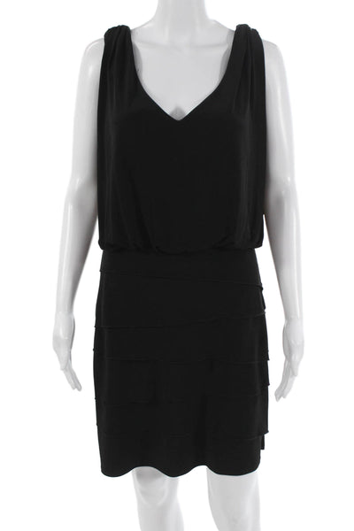 Laundry by Shelli Segal Women Black V-Neck Sleeveless Shift Dress Size 8