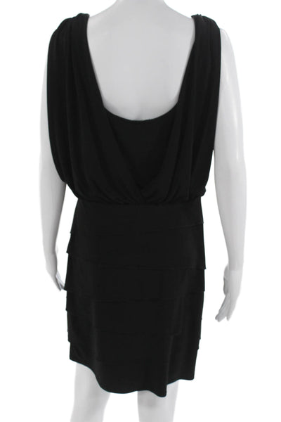 Laundry by Shelli Segal Women Black V-Neck Sleeveless Shift Dress Size 8