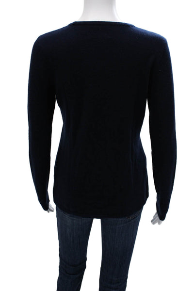 Fred Segal Women Dark Blue 100% Cashmere Crewneck Pullover Sweater Size S