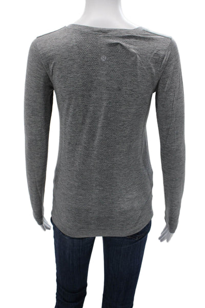Lululemon Womens Crew Neck Long Sleeve Active Top Heather Gray Size S