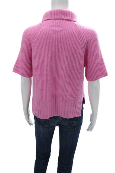 Unsubscribed Women Pink Cashmere Turtleneck Pullover Short Sleeve Size XS