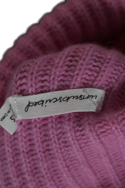 Unsubscribed Women Pink Cashmere Turtleneck Pullover Short Sleeve Size XS