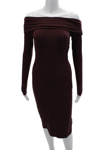 James Perse Women Brown Bodycon Sweater Dress Long Sleeve Cotton Size 1 Tall