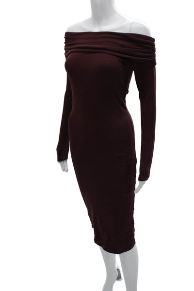 James Perse Women Brown Bodycon Sweater Dress Long Sleeve Cotton Size 1 Tall