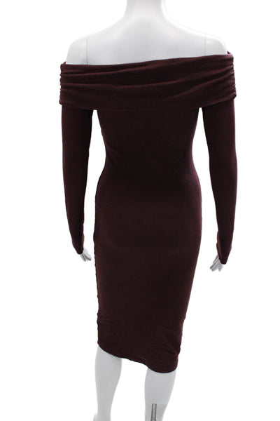 James Perse Women Brown Bodycon Sweater Dress Long Sleeve Cotton Size 1 Tall