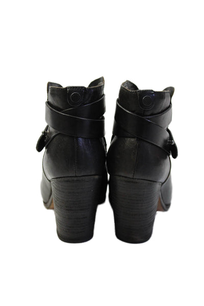 Rag & Bone Womens Leather Block High Heels Ankle Boots Shoes Solid Black Size 9