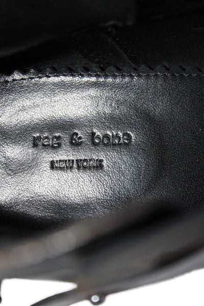Rag & Bone Womens Leather Block High Heels Ankle Boots Shoes Solid Black Size 9